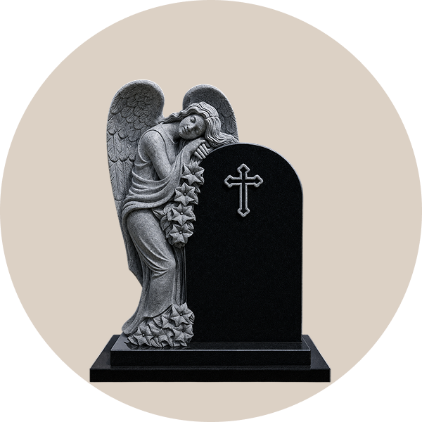 black granite standing angel statue